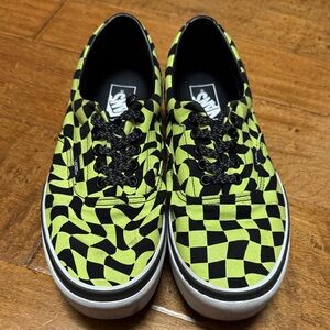 Vans Black and Green Checkered Sneakers